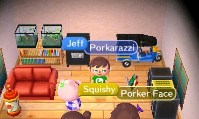 Jeff: Porkarazzi.  Squishy: Porker Face.