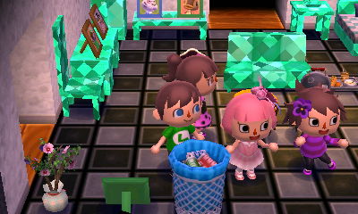 TZ and Squishy: Pink twin and purple twin.