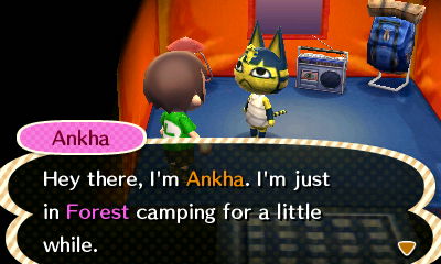 Ankha: Hey there, I'm Ankha. I'm just in Forest camping for a little while.