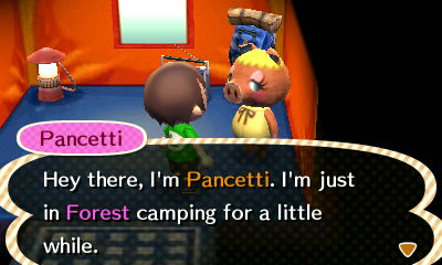 Pancetti: Hey there, I'm Pancetti. I'm just in Forest camping for a little while.