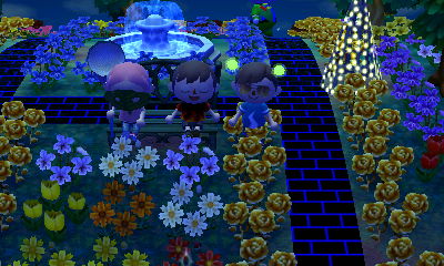 Drinking coffee on the bench.