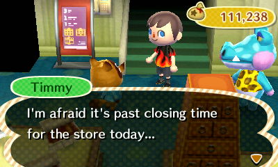 Timmy: I'm afraid it's past closing time for the store today...