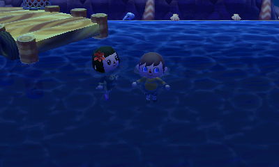 MaryAnn and I swimming in the ocean.