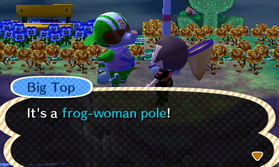 Big Top: It's a frog-woman pole!