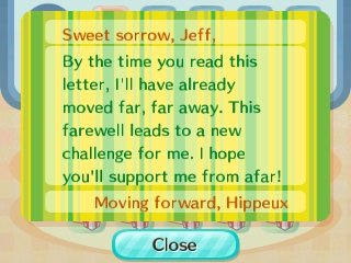 Hippeux's goodbye letter.