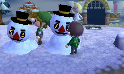 Rolling the snowmen's eyes.
