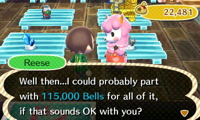 Reese: Well then...I could probably part with 115,000 bells for all of it, if that sounds OK with you?