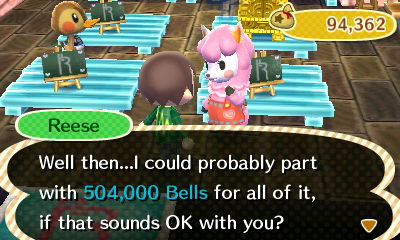 Reese: Well then...I could probably part with 504,000 bells for all of it, if that sounds OK with you?