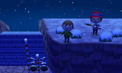 Standing on a cliff north of town.