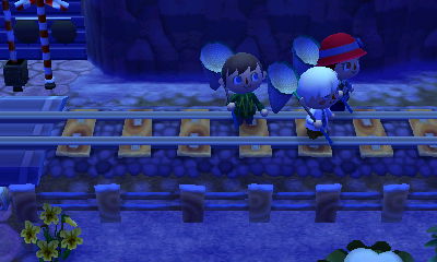 Walking on the railroad tracks.