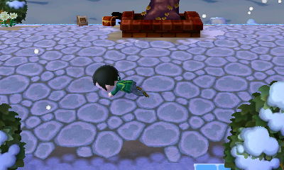 Falling in the plaza.