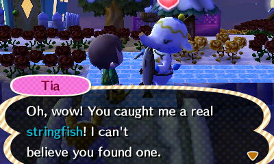 Tia: Oh, wow! You caught me a real stringfish! I can't believe you found one.