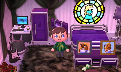 Purple sleek furniture in Squishy's house.