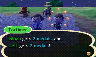 Tortimer: Sloan gets 2 medals, and Jeff gets 2 medals!
