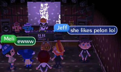 Katt stares at Pelon, who was wearing a hot dog hat.