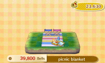 Picnic blanket: 39,800 bells.