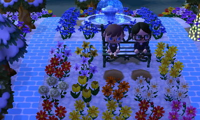 Sitting on the bench with Kim.