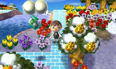 A silver slingshot floats by on two balloons.