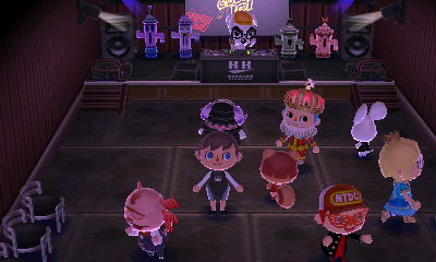 Four humans and four animals in Club LOL.