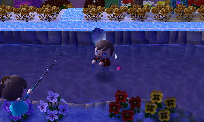 Squishy tries to catch a Jeff fish.