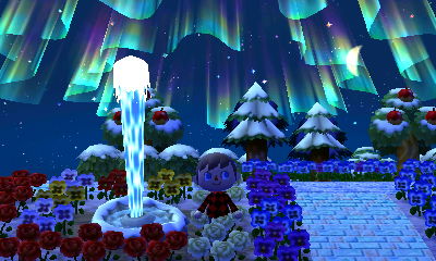 A geyser and the northern lights.