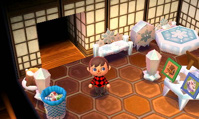 A modern screen and red tile.