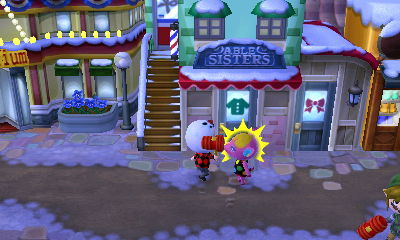 Hitting Fuchsia with a toy hammer.