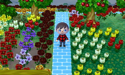 My ice brick path clashes with the green grass.