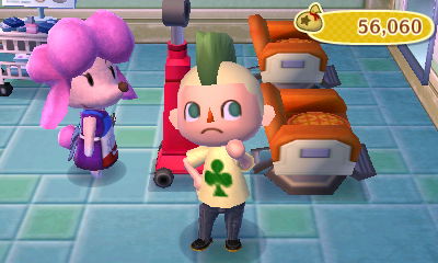 Mohawk McClover with green eye contacts.