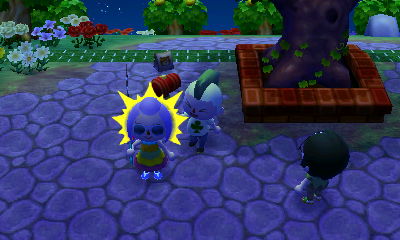 Smacking Georgie with a toy hammer.