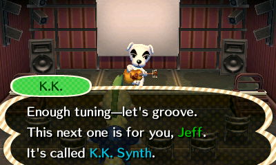 K.K.: Enough tuning--let's groove. This next one is for you, Jeff. It's called K.K. Synth.