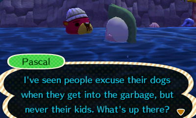 Pascal: I've seen people excuse their dogs when they get into the garbage, but never their kids. What's up there?