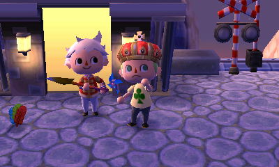 Trying on Luke's royal crown.