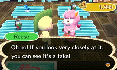 Reese: Oh no! If you look very closely at it, you can see it's a fake!