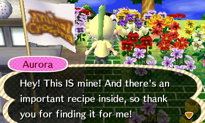 Aurora: Hey! This IS mine! And there's an important recipe inside, so thank you for finding it for me!