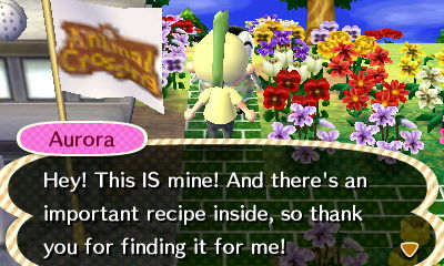 Aurora: Hey! This IS mine! And there's an important recipe inside, so thank you for finding it for me!