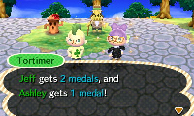 Tortimer: Jeff gets 2 medals, and Ashley gets 1 medal!