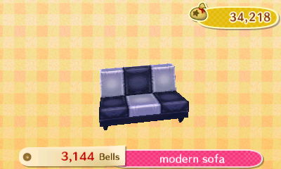 Modern sofa: 3,144 bells.