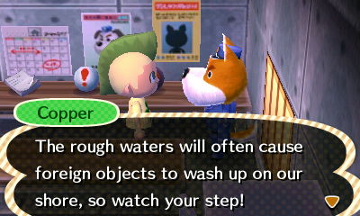 Copper: The rough waters will often cause foreign objects to wash up on our shore, so watch your step!
