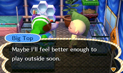 Big Top: Maybe I'll feel better enough to play outside soon.