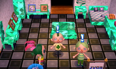 Squishy and I act surprised when Georgie enters the house.