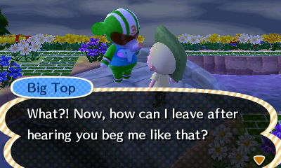 Big Top: What?! Now, how can I leave after hearing you beg me like that?