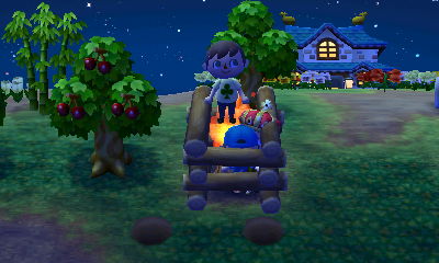 Standing on a fire pit.