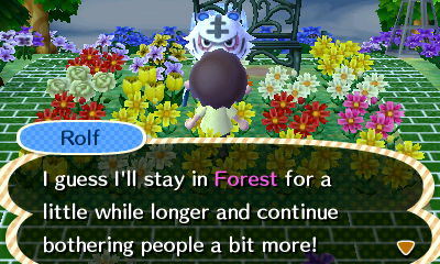 Rolf: I guess I'll stay in Forest for a little while longer and continue bothering people a bit more!