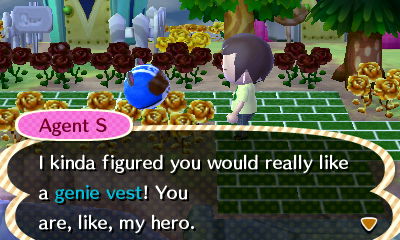 Agent S: I kinda figured you would really like a genie vest! You are, like, my hero.