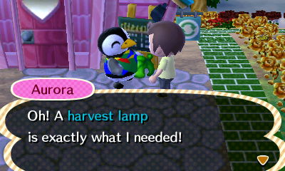 Aurora: Oh! A harvest lamp is exactly what I needed!