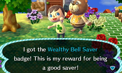 I got the Wealthy Bell Saver badge! This is my reward for being a good saver!