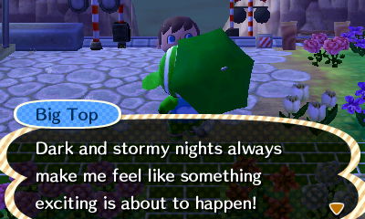 Big Top: Dark and stormy nights always make me feel like something exciting is about to happen!