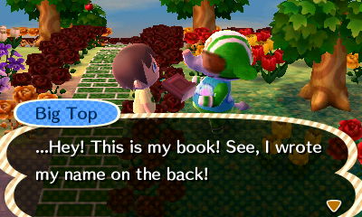 Big Top: ...Hey! This is my book! See, I wrote my name on the back!