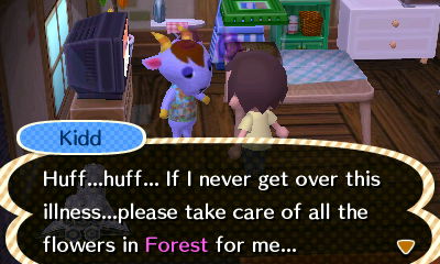 Kidd: Huff...huff... If I never get over this illness...please take care of all the flowers in Forest for me...